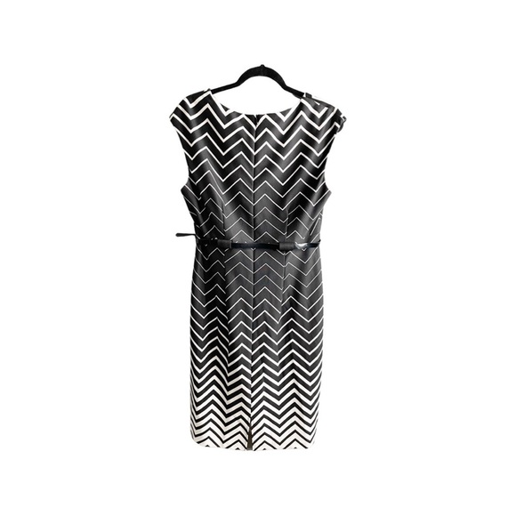 Connected Apparel size 14 chevron print with cap sleeves in black/white dress - Picture 2 of 8